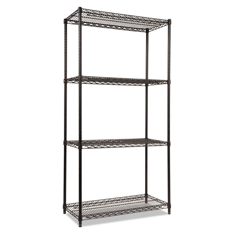 ALERA SW503618BL NSF Certified Industrial Four-Shelf Wire Shelving Kit, 36w x 18d x 72h, Black