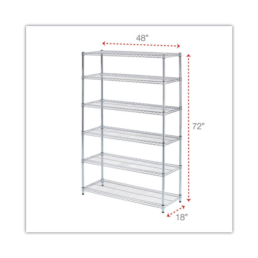 ALERA SW664818SR NSF Certified 6-Shelf Wire Shelving Kit, 48w x 18d x 72h, Silver