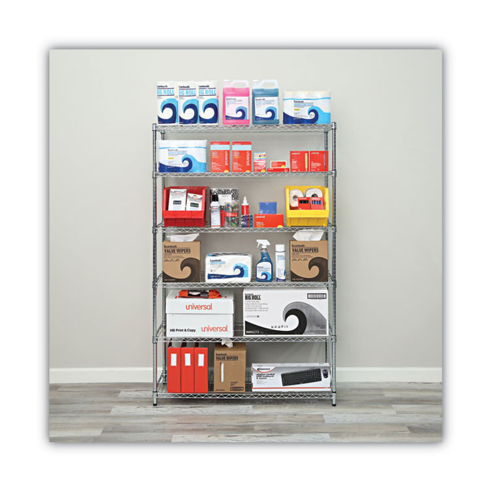 ALERA SW664818SR NSF Certified 6-Shelf Wire Shelving Kit, 48w x 18d x 72h, Silver