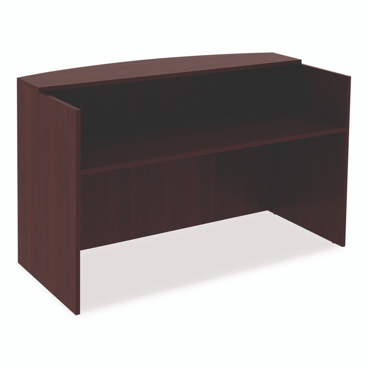 ALERA VA327236MY Alera Valencia Series Reception Desk with Transaction Counter, 71" x 35.5" x 29.5" to 42.5", Mahogany