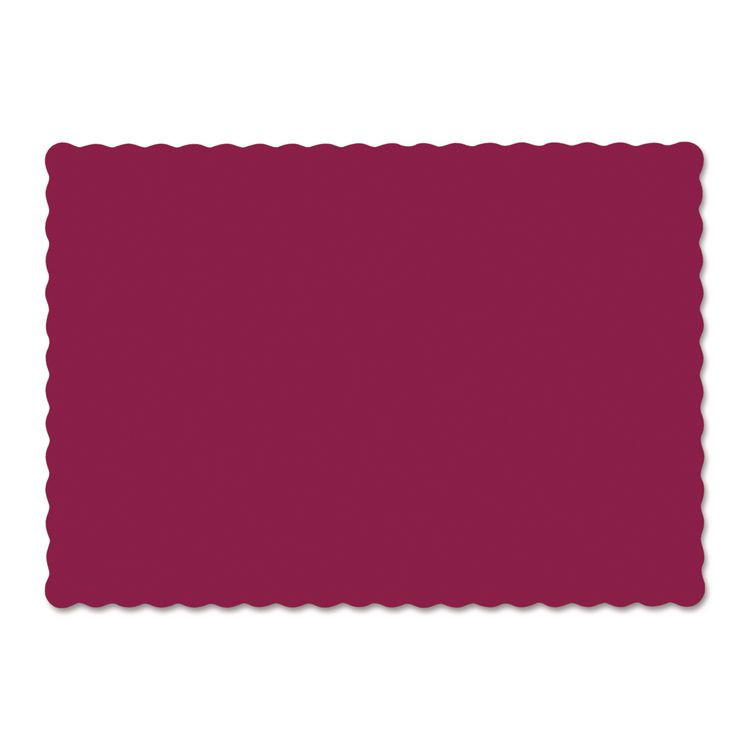 HOFFMASTER 310524 Placemats, Smooth Surface, Scalloped Edges, 13.5" x 9.5", Burgundy, 1,000/Carton