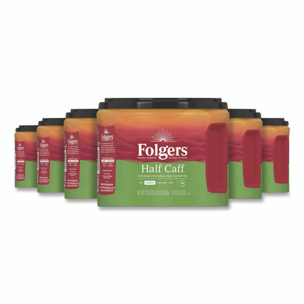 KEURIG DR PEPPER Folgers® 20527CT Half Caff Ground Coffee, 22.6 oz Canister, 6/Carton