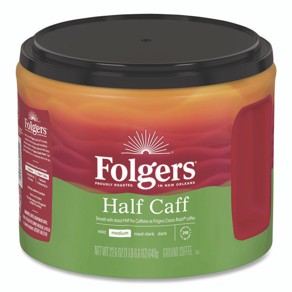 KEURIG DR PEPPER Folgers® 20527CT Half Caff Ground Coffee, 22.6 oz Canister, 6/Carton