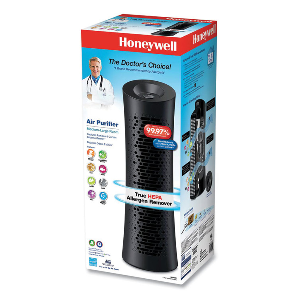 HONEYWELL ENVIRONMENTAL HPA030 Allergen Plus HEPA Tower Air Purifier, 170 sq ft Room Capacity, Black