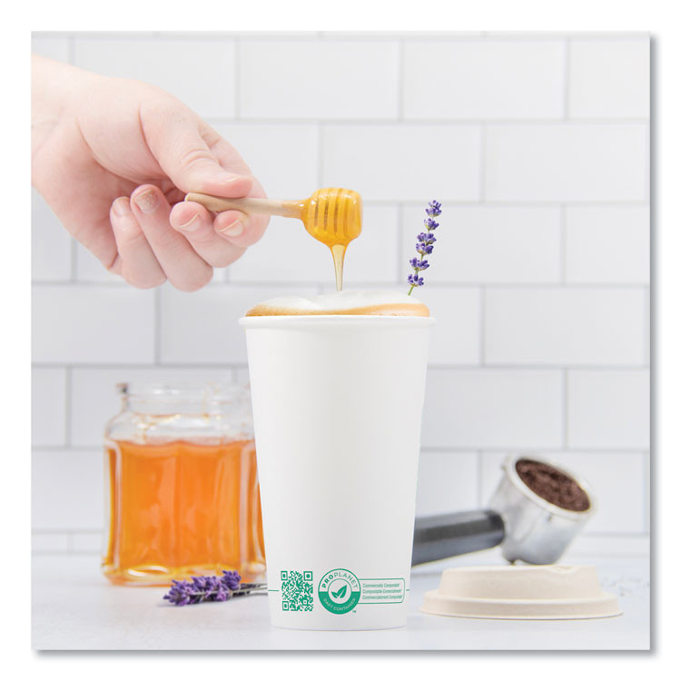 DART SOLO® 420PLAPLANET Compostable Paper Hot Cups, 20 oz, White/Green, 600/Carton