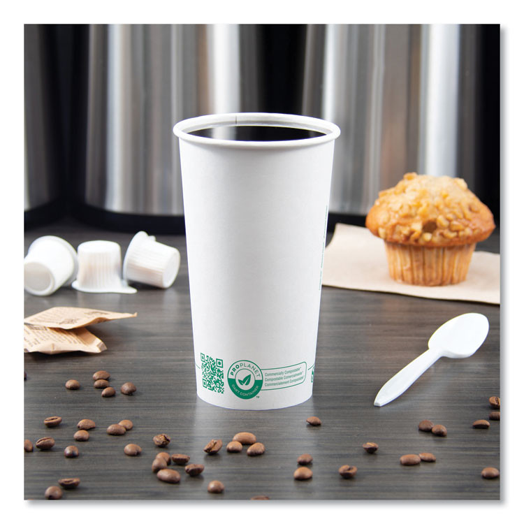 DART SOLO® 420PLAPLANET Compostable Paper Hot Cups, 20 oz, White/Green, 600/Carton