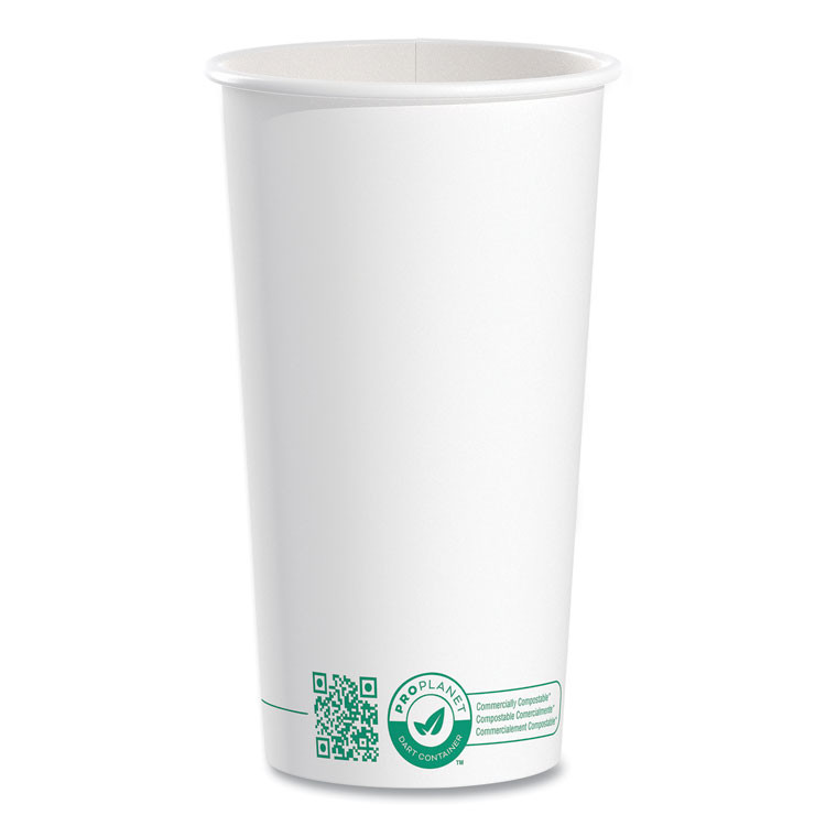 DART SOLO® 420PLAPLANET Compostable Paper Hot Cups, 20 oz, White/Green, 600/Carton