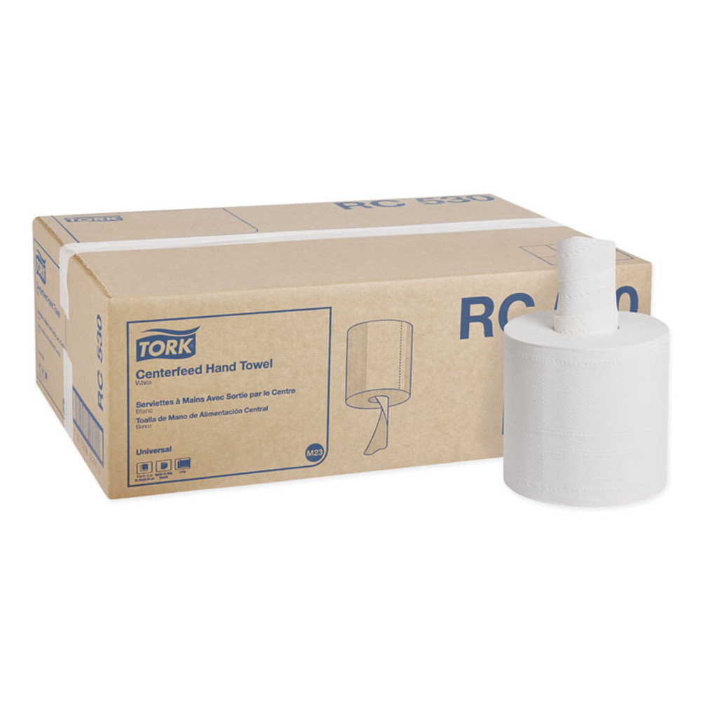 SCA TISSUE Tork® RC530 Centerfeed Hand Towel, 2-Ply, 7.6 x 11.75, White, 530/Roll, 6 Roll/Carton