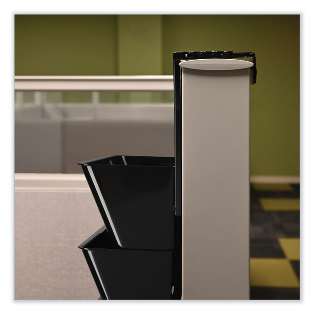 DEFLECTO CORPORATION 391404 Two Break-Resistant Plastic Partition Brackets, For 2.63 to 4.13 Wide Partition Walls, Black, 2/Pack