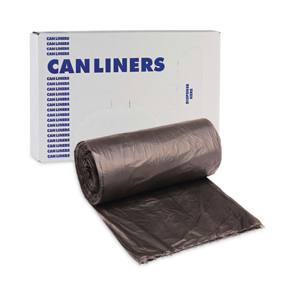 BOARDWALK 385817BLK High-Density Can Liners, 60 gal, 14 mic, 38" x 58", Black, Perforated Roll, 25 Bags/Roll, 8 Rolls/Carton