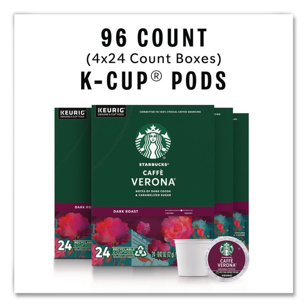 STARBUCKS COFFEE COMPANY 011111160CT Caffe Verona Coffee K-Cups Pack, 24/Box, 4 Boxes/Carton