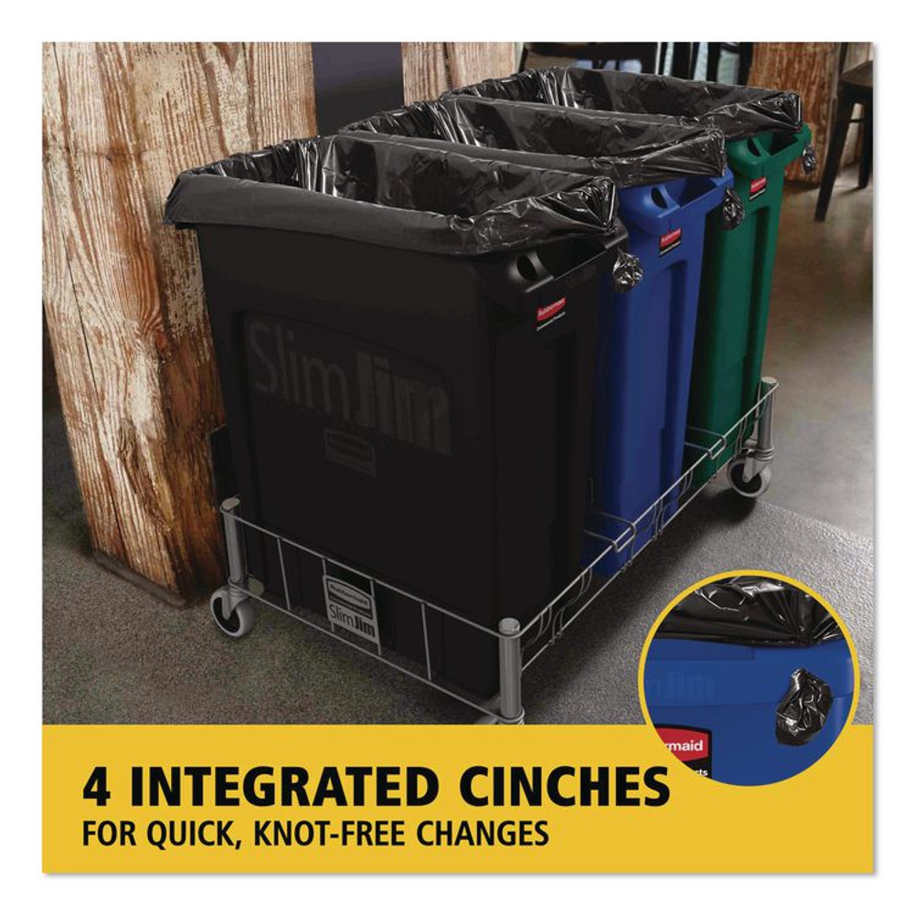 RUBBERMAID COMMERCIAL PROD. 354007BE Slim Jim Plastic Recycling Container with Venting Channels, 23 gal, Plastic, Blue