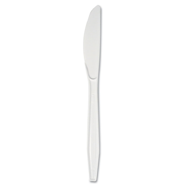 BOARDWALK KNIFEMWPSCT Mediumweight Polystyrene Cutlery, Knife, Plastic, White, 100/Box, 10 Boxes/Carton