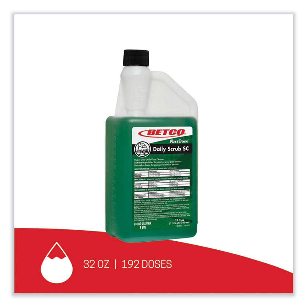 BETCO CORPORATION 1884800 Daily Scrub SC Floor Cleaner, Characteristic Scent, 32 oz Bottle, 6/Carton