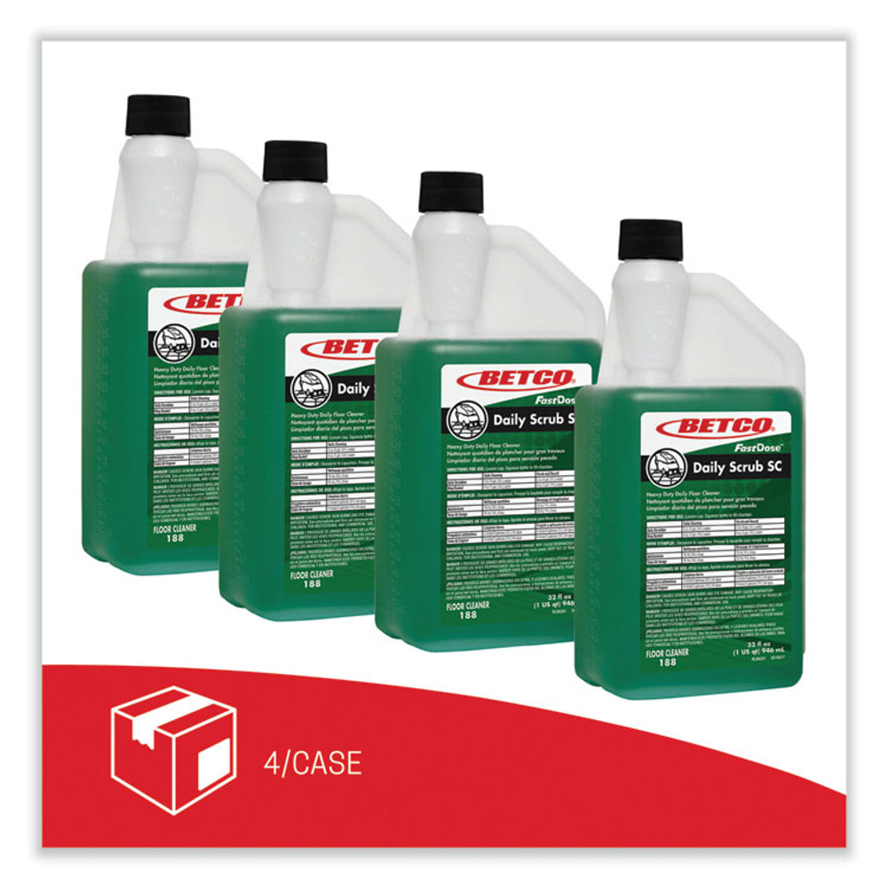 BETCO CORPORATION 1884800 Daily Scrub SC Floor Cleaner, Characteristic Scent, 32 oz Bottle, 6/Carton