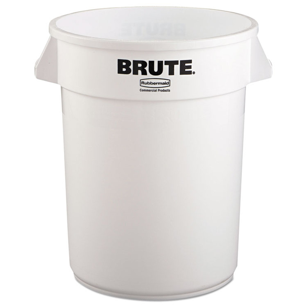 RUBBERMAID COMMERCIAL PROD. 2632 WHI Vented Round Brute Container, 32 gal, Plastic, White