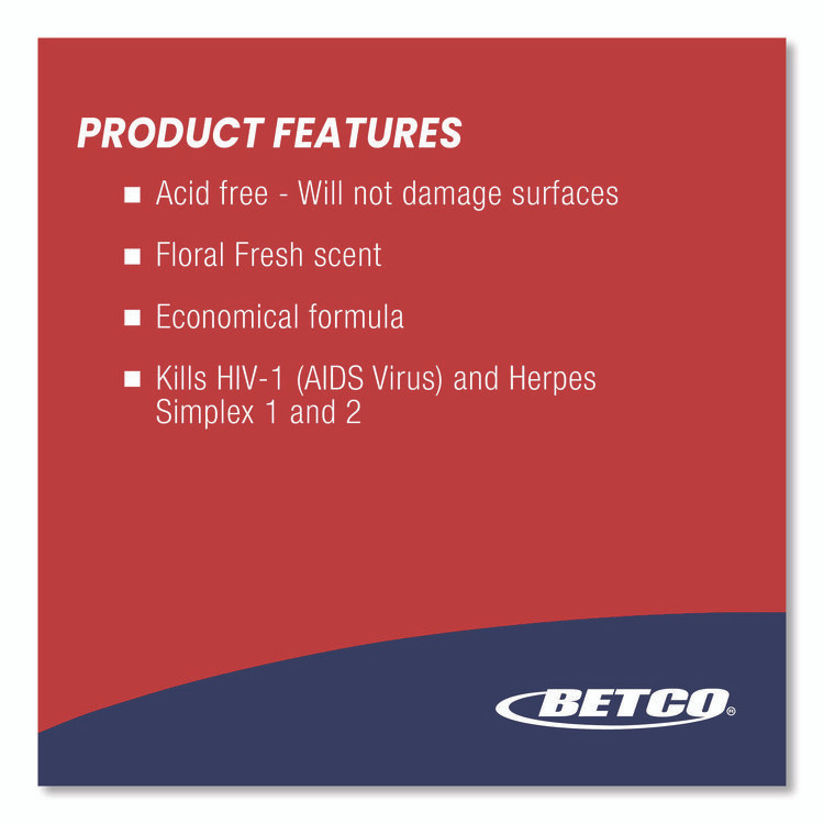 BETCO CORPORATION 0701200 Rest Stop Non-Acid Bowl and Restroom Cleaner, Floral Fresh Scent, 32 oz. Bottle, 12/Carton