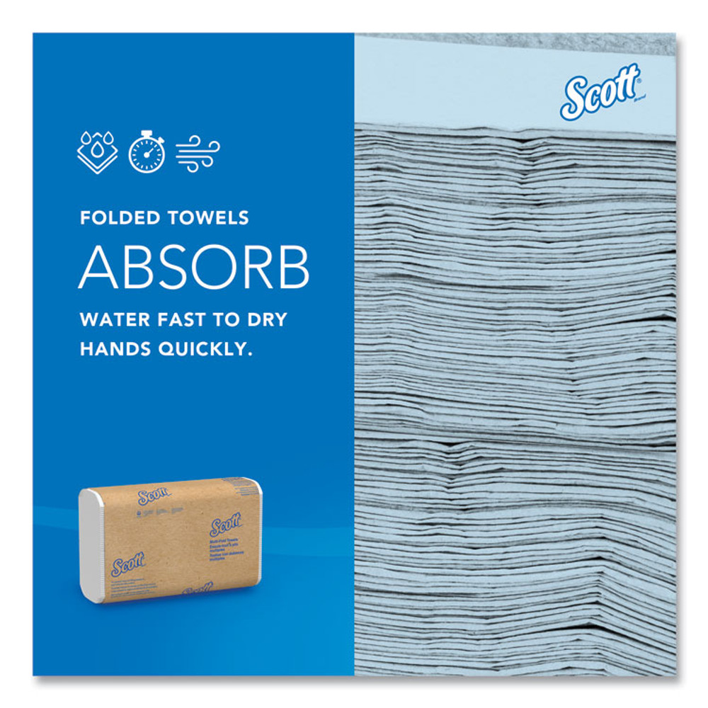 KIMBERLY CLARK Scott® 01807 Essential Multi-Fold Towels 100% Recycled, 1-Ply, 9.2 x 9.4, White, 250/Pack, 16 Packs/Carton