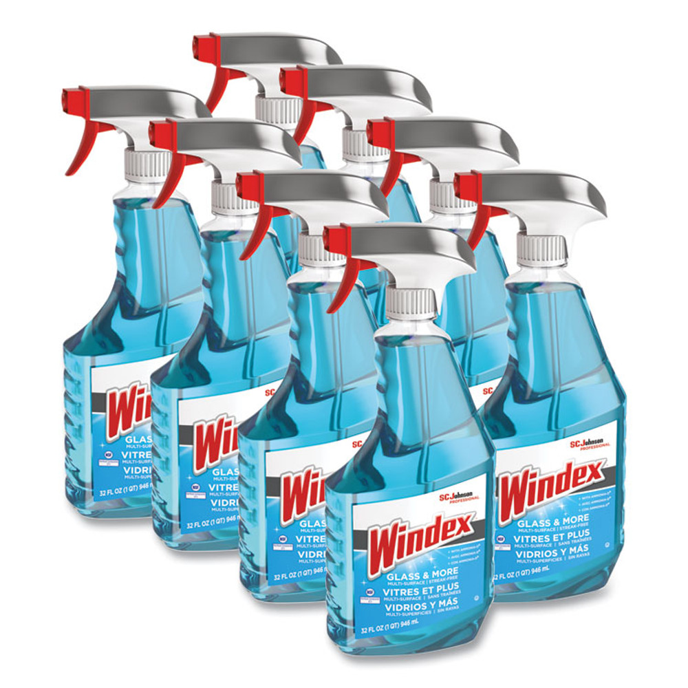 SC JOHNSON Windex® 322338 Ammonia-D Glass Cleaner, Fresh, 32 oz Spray Bottle, 8/Carton