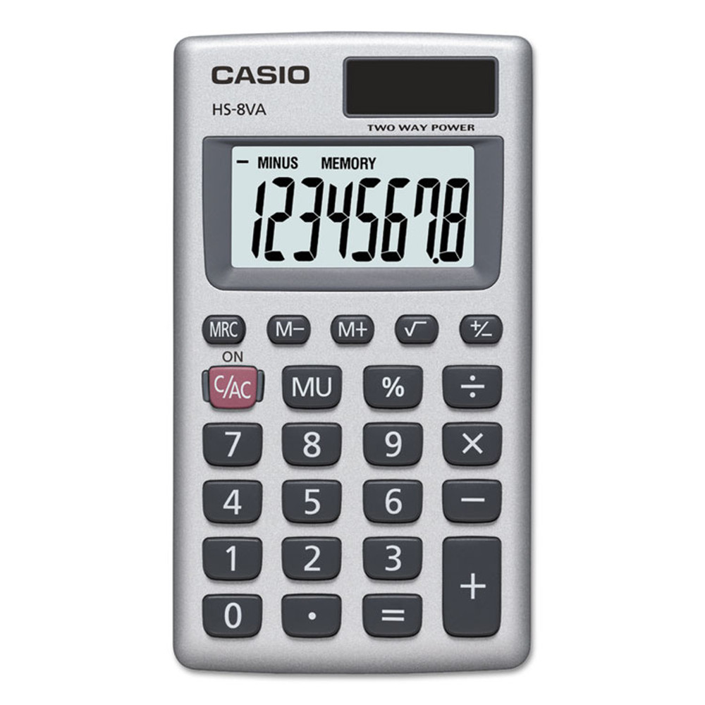 CASIO, INC. HS8VA HS-8VA Handheld Calculator, 8-Digit LCD, Silver