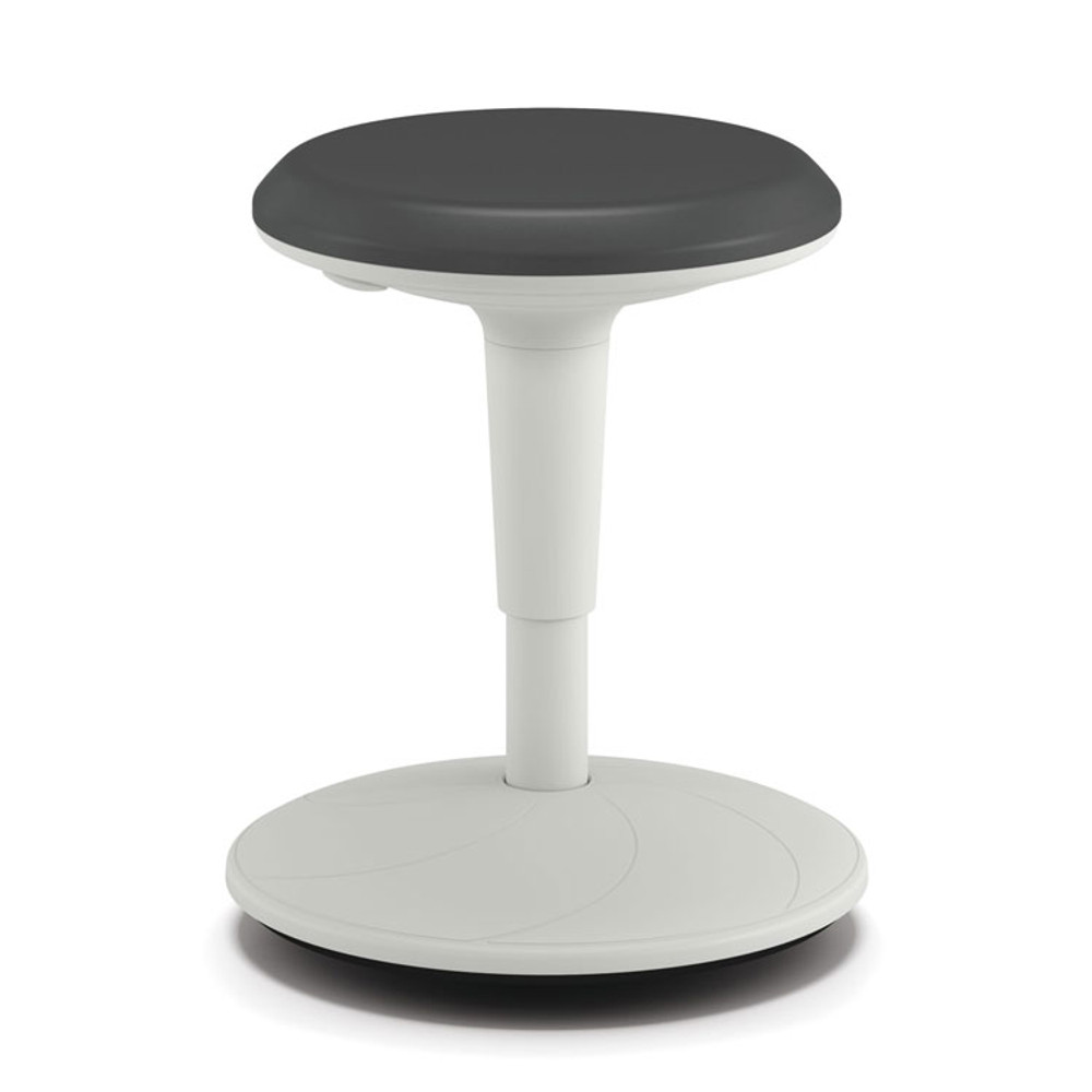 HON COMPANY EFS01S Revel Adjustable Height Fidget Stool, Backless, Supports Up to 250 lb, 13.75" to 18.5" Seat Height, Charcoal Seat, White Base