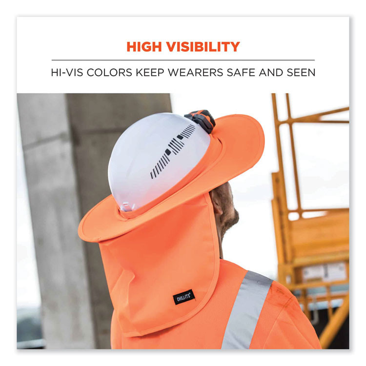 TENACIOUS HOLDINGS, INC. ergodyne® 12641 Chill-Its 6660 Hard Hat Brim + Neck Shade, 19.5 x 9.75, Orange