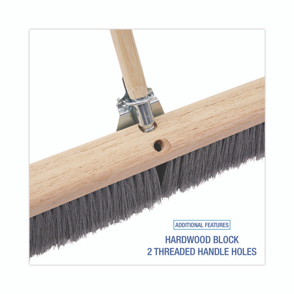 BOARDWALK 20436 Floor Brush Head, 3" Gray Flagged Polypropylene Bristles, 36" Brush