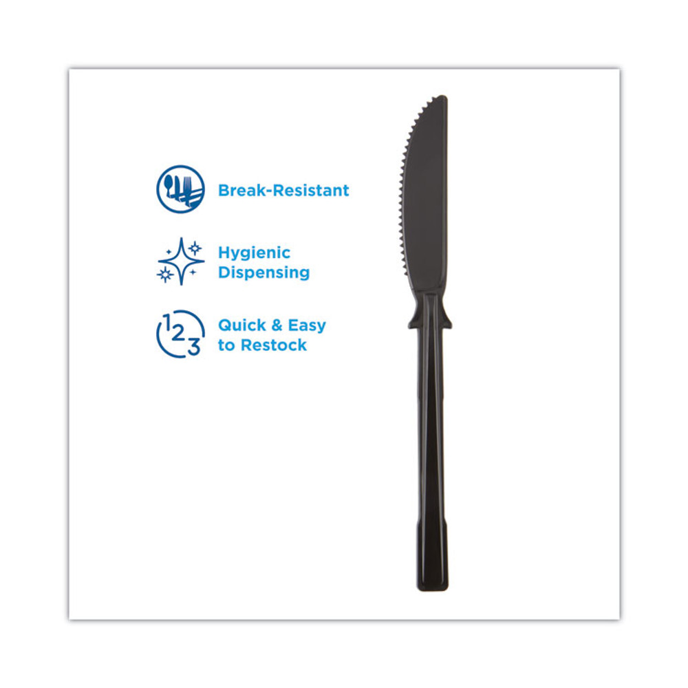 GEORGIA PACIFIC Dixie® DUSSPK5 SmartStock Tri-Tower Dispensing System Polypropylene Cutlery, Mediumweight Knife, Plastic, Black, 40/Pack, 24 Packs/Carton