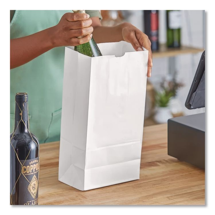 ROSS & WALLACE PAPER PRODUCTS, INC. GW12-500 Grocery Paper Bags, 12# Size, 40# Basis Weight, 7" x 4.38" x 13.75", White, 500/Bundle