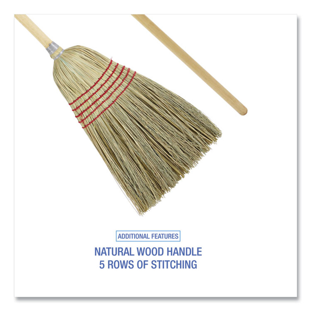 BOARDWALK 926YEA Parlor Broom, Yucca/Corn Fiber Bristles, 55.5" Overall Length, Natural