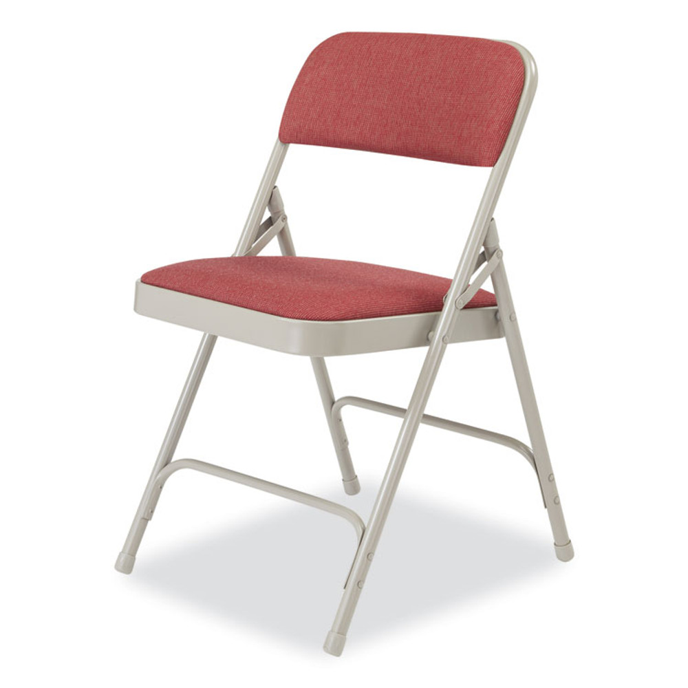 NATIONAL PUBLIC SEATING NPS® 2208 2200 Series Fabric Dual-Hinge Premium Folding Chair, Supports Up to 500 lb, Cabernet Seat, Cabernet Back, Gray Base, 4/Carton