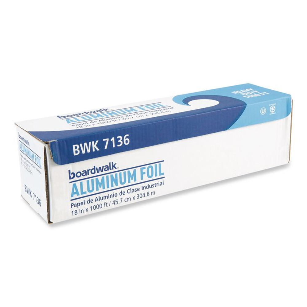 BOARDWALK 7136 Heavy-Duty Aluminum Foil Roll, 87 Gauge, 18" x 1,000 ft
