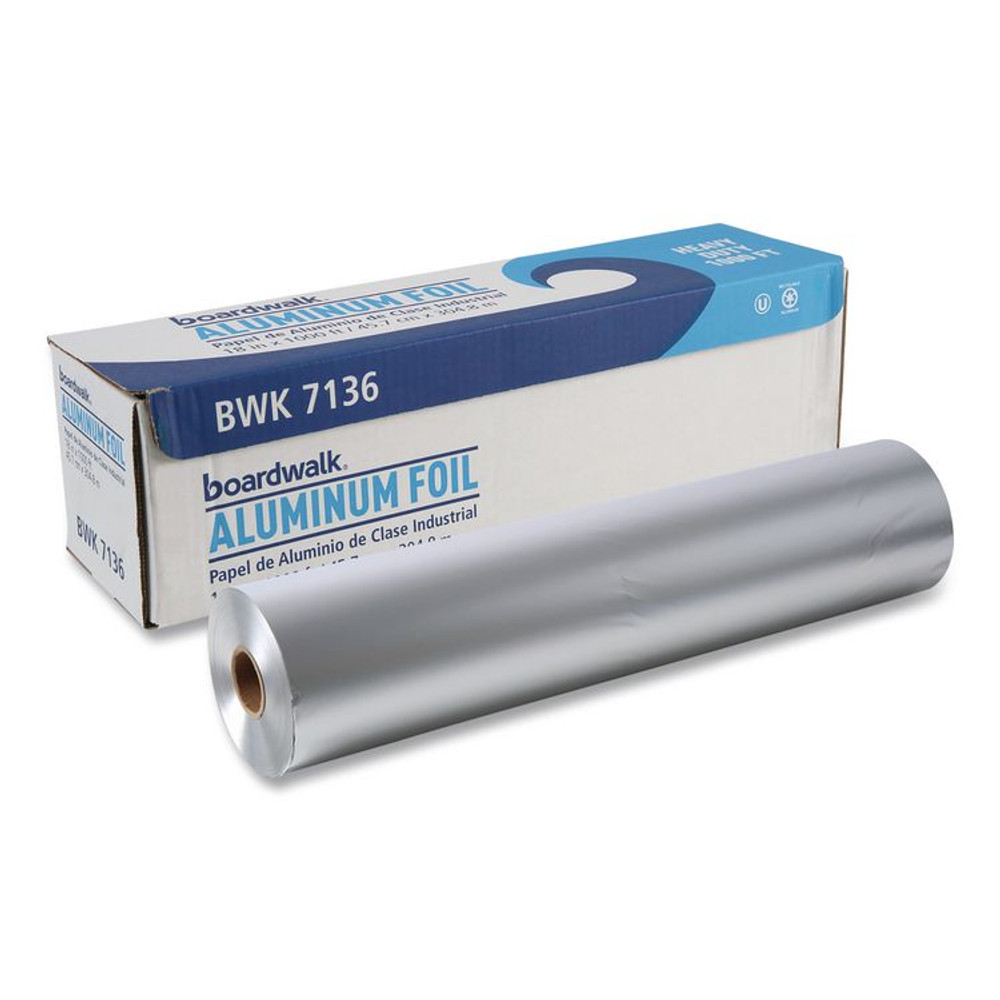 BOARDWALK 7136 Heavy-Duty Aluminum Foil Roll, 87 Gauge, 18" x 1,000 ft