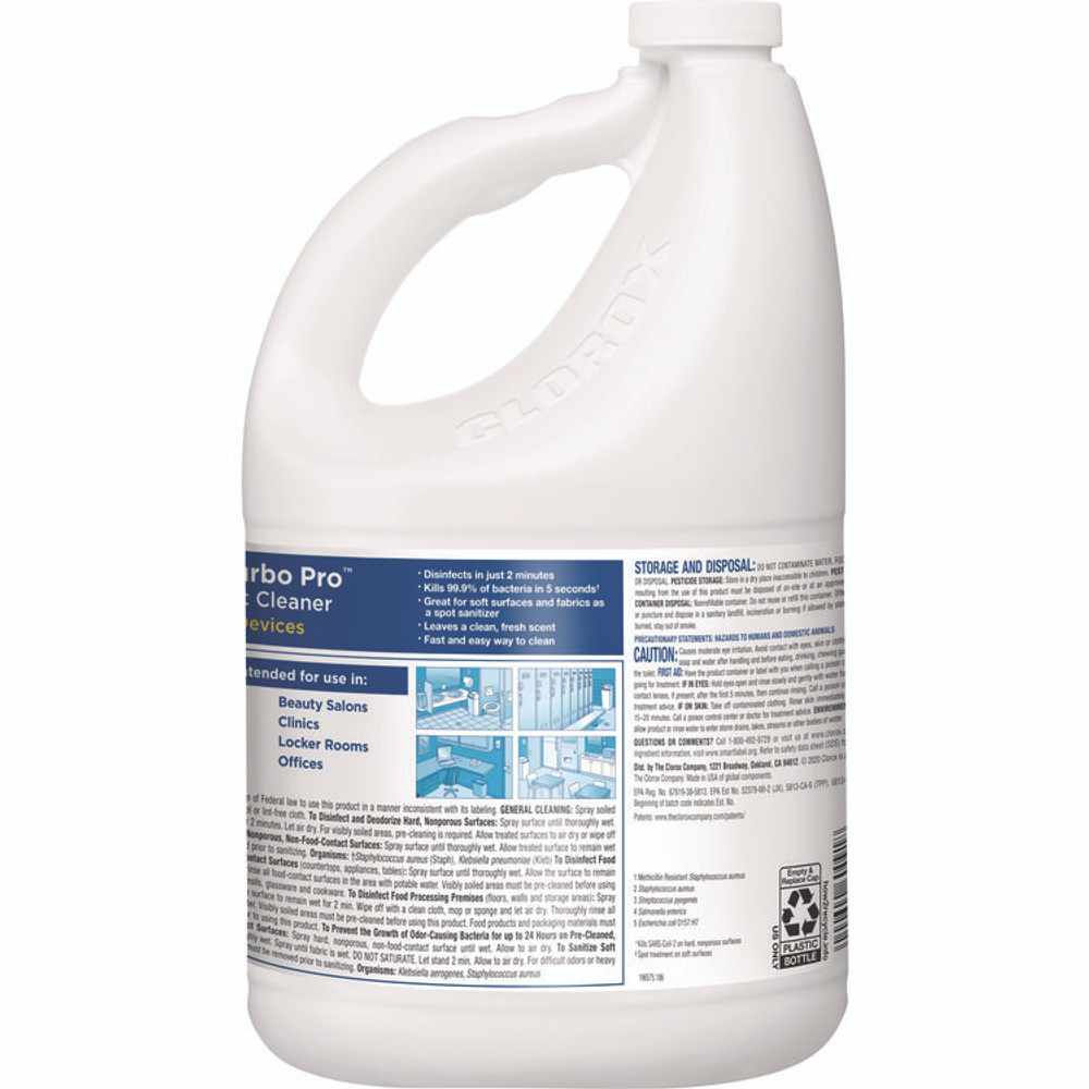 CLOROX SALES CO. 60091 Turbo Pro Disinfectant Cleaner for Sprayer Devices, 121 oz Bottle, 3/Carton