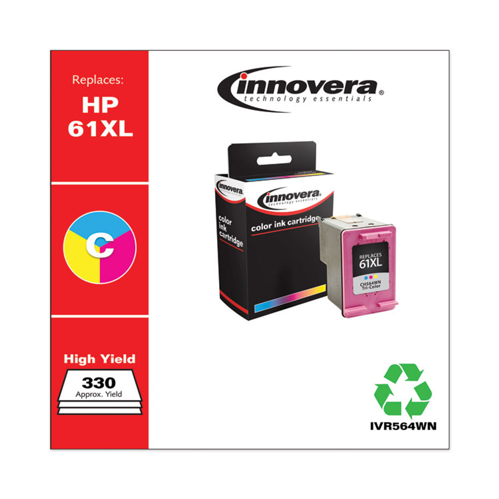 INNOVERA 564WN Remanufactured Tri-Color High-Yield Ink, Replacement for 61XL (CH564WN), 330 Page-Yield