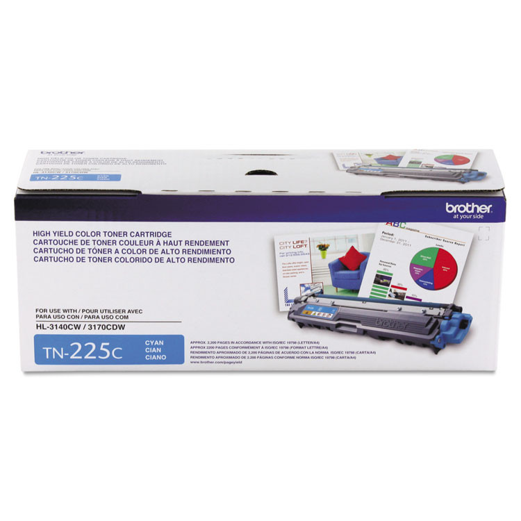 BROTHER INTL. CORP. TN225C TN225C High-Yield Toner, 2,200 Page-Yield, Cyan