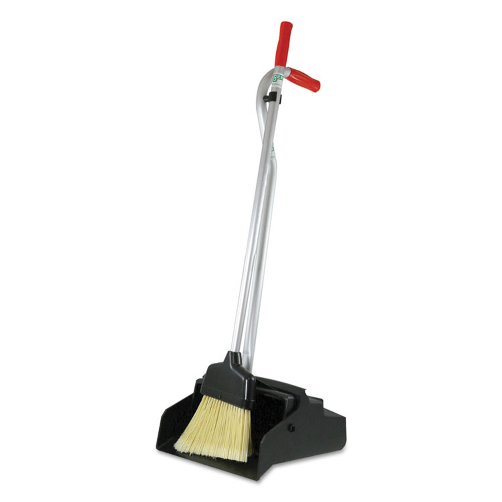 UNGER EDPBR Ergo Dustpan With Broom, 12w x 33h, Metal with Vinyl Coated Handle, Red/Silver
