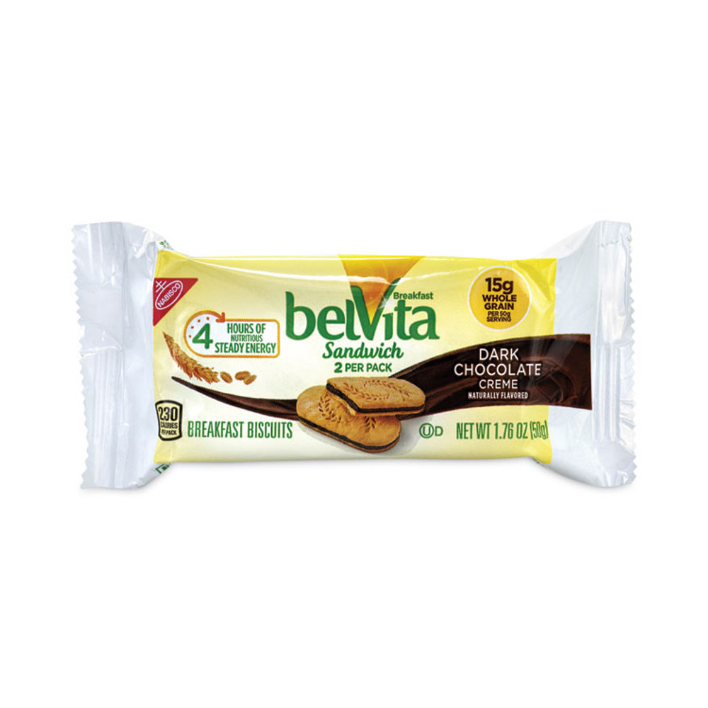 NABISCO FOOD GROUP 22000570 belVita Breakfast Biscuits, Dark Chocolate Creme Breakfast Sandwich, 1.76 oz Pack, 25 Packs/Carton