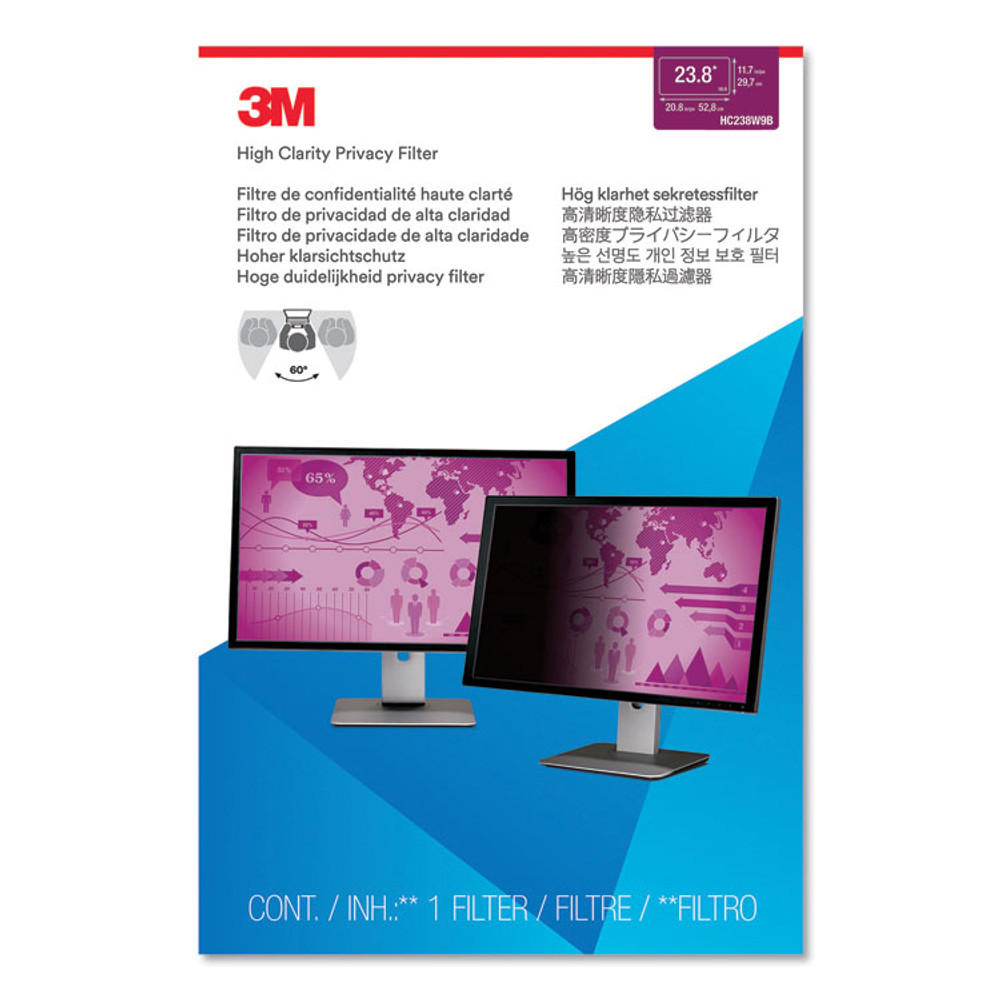 3M/COMMERCIAL TAPE DIV. HC238W9B High Clarity Privacy Filter for 23.8" Widescreen Flat Panel Monitor, 16:9 Aspect Ratio