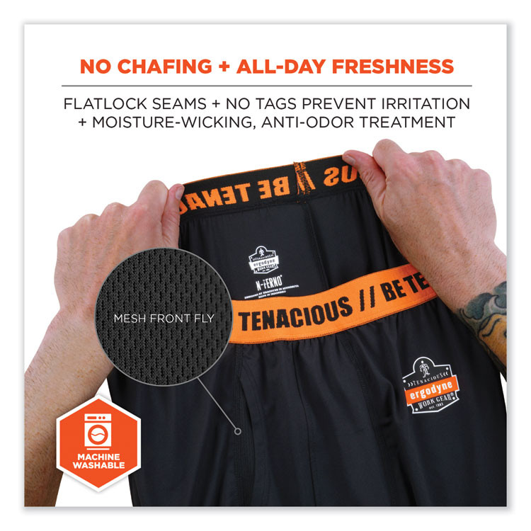 TENACIOUS HOLDINGS, INC. ergodyne® 40836 N-Ferno 6481 Lightweight Base Layer Pants, 2X-Large, Black