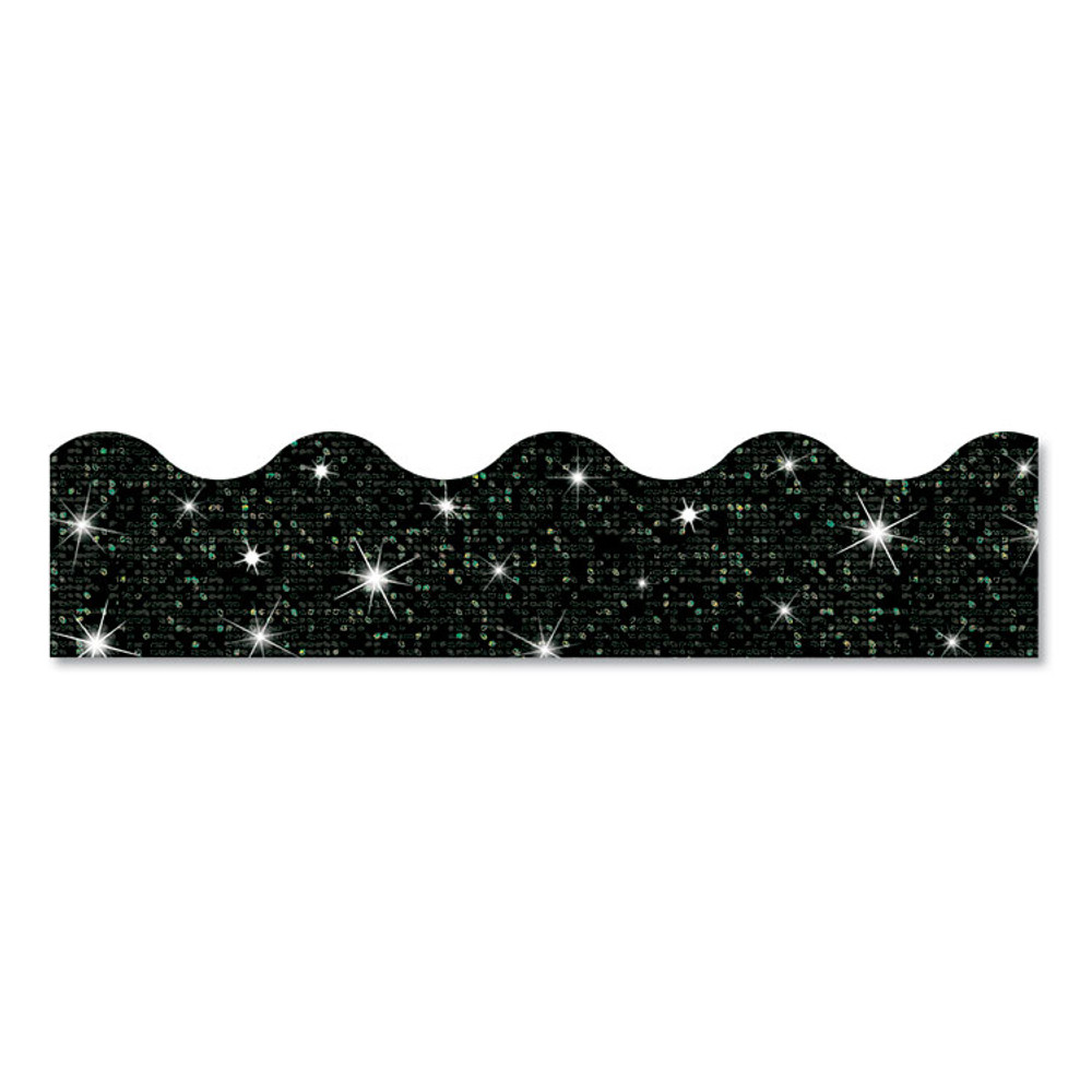 TREND ENTERPRISES, INC. T91417 Sparkle Terrific Trimmers, Sparkles, 2.75" x 32 ft, Black Sparkle, 12/Set