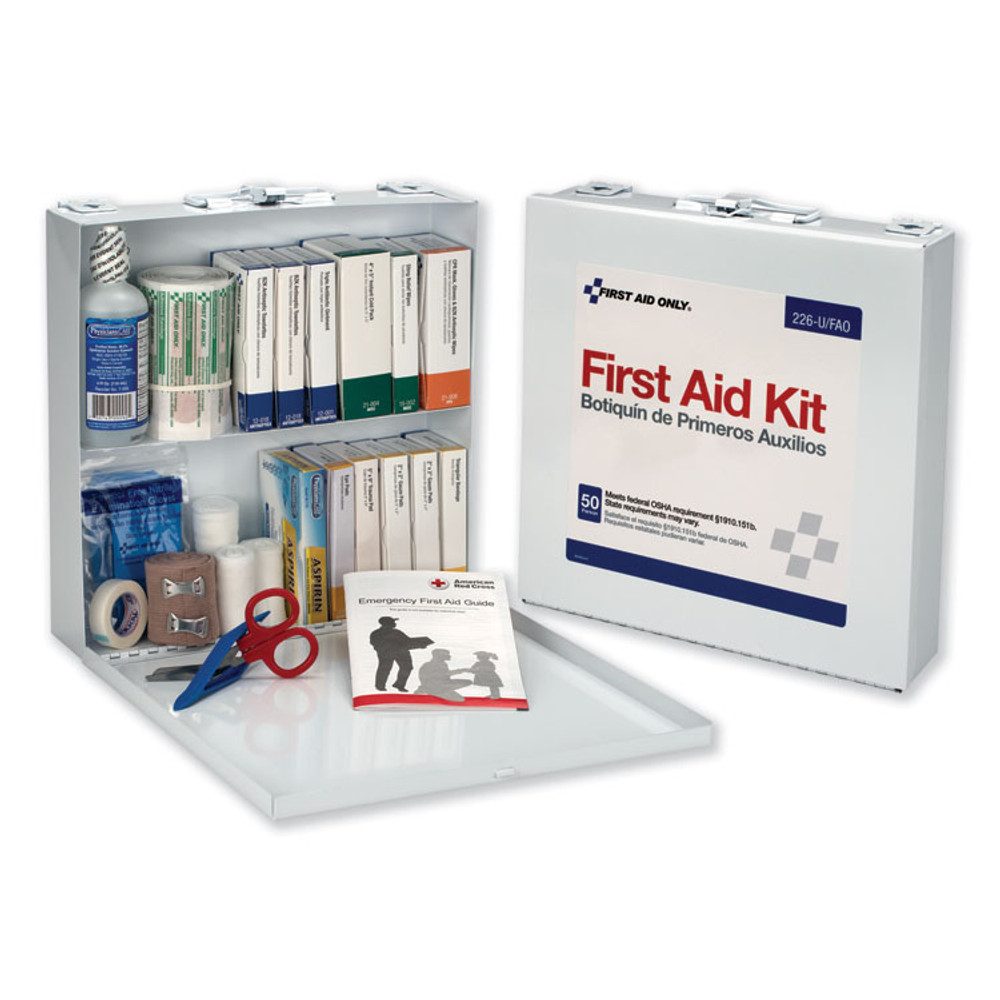FIRST AID ONLY, INC. 226-U First Aid Station for 50 People, 196 Pieces, OSHA Compliant, Metal Case