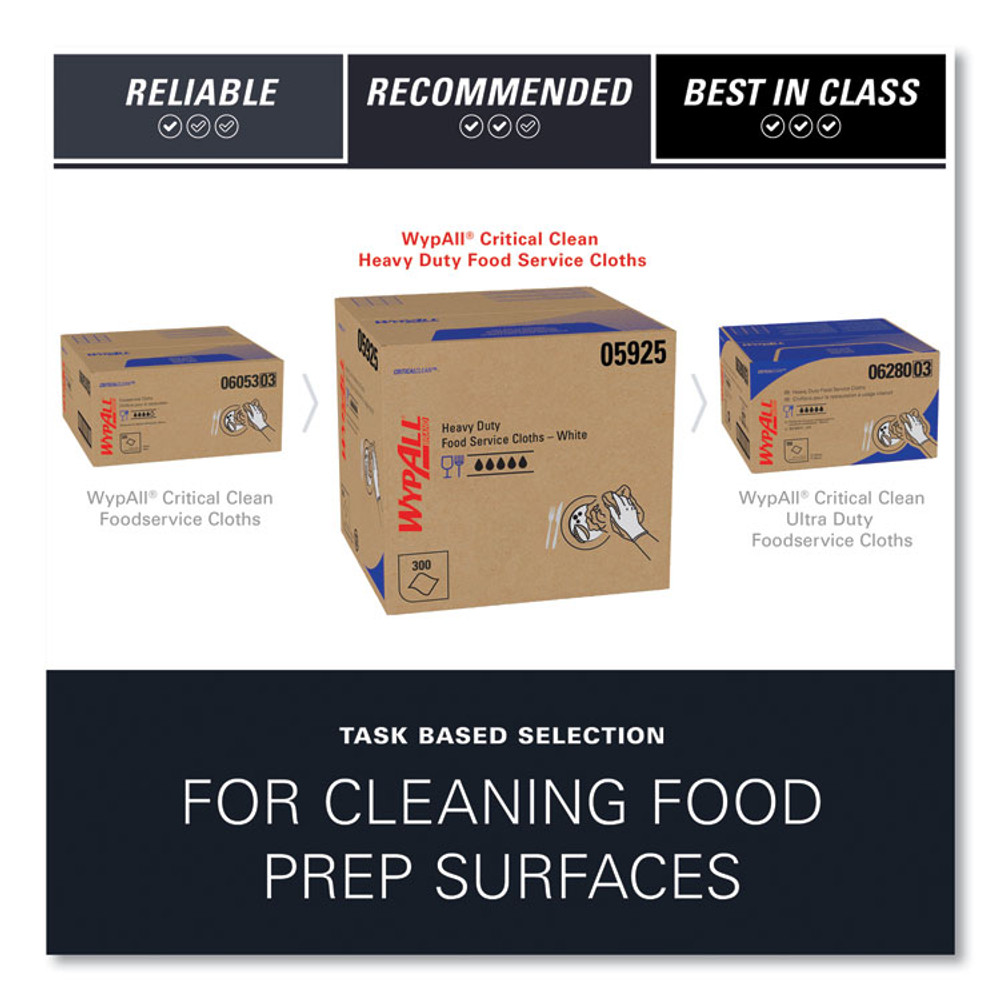 KIMBERLY-CLARK PROFESSIONAL WypAll® 05925 X70 Foodservice Towels, Kimfresh Antimicrobial, 12.5 x 23.5, Unscented, White, 300/Carton