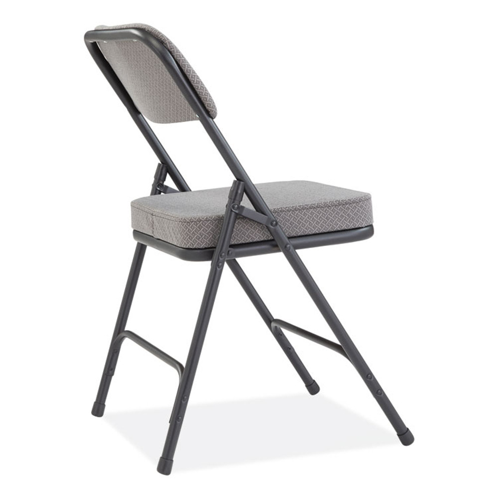 NATIONAL PUBLIC SEATING NPS® 3212 3200 Series Fabric Dual-Hinge Folding Chair, Supports Up to 300 lb, Charcoal Seat, Charocoal Back, Black Base, 2/Carton