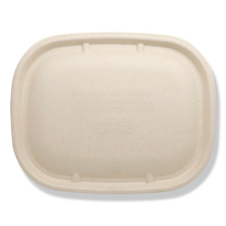 WORLD CENTRIC CTLSCU3LF Fiber Lids for Fiber Containers, 8.9 x 6.9 x 0.4, Natural, Paper, 400/Carton