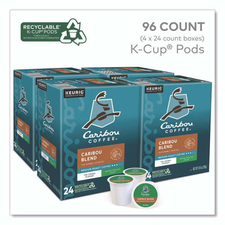 KEURIG DR PEPPER Caribou Coffee® 6995CT Caribou Blend Decaf Coffee K-Cups, 96/Carton
