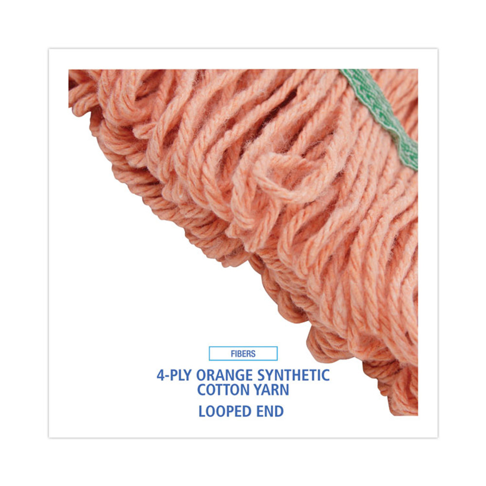 BOARDWALK 502OR Super Loop Wet Mop Head, Cotton/Synthetic Fiber, 5" Headband, Medium Size, Orange, 12/Carton
