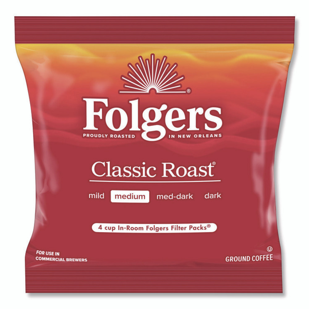KEURIG DR PEPPER Folgers® 06546 Classic Roast Ground Coffee Filter Pack, Regular, In-Room Lodging, 0.6 oz, 200/Carton