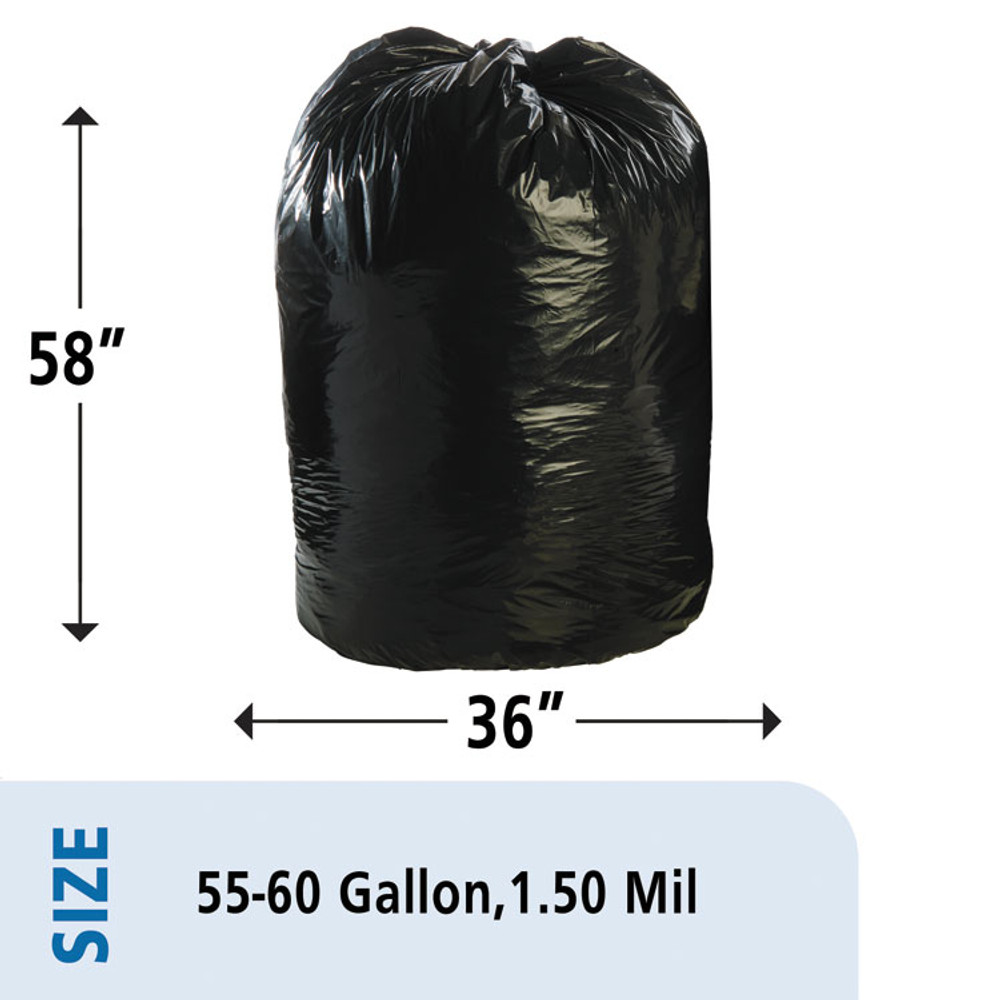 STOUT by Envision™ T3658B15 Total Recycled Content Plastic Trash Bags, 60 gal, 1.5 mil, 36" x 58", Black/Brown, 100/Carton