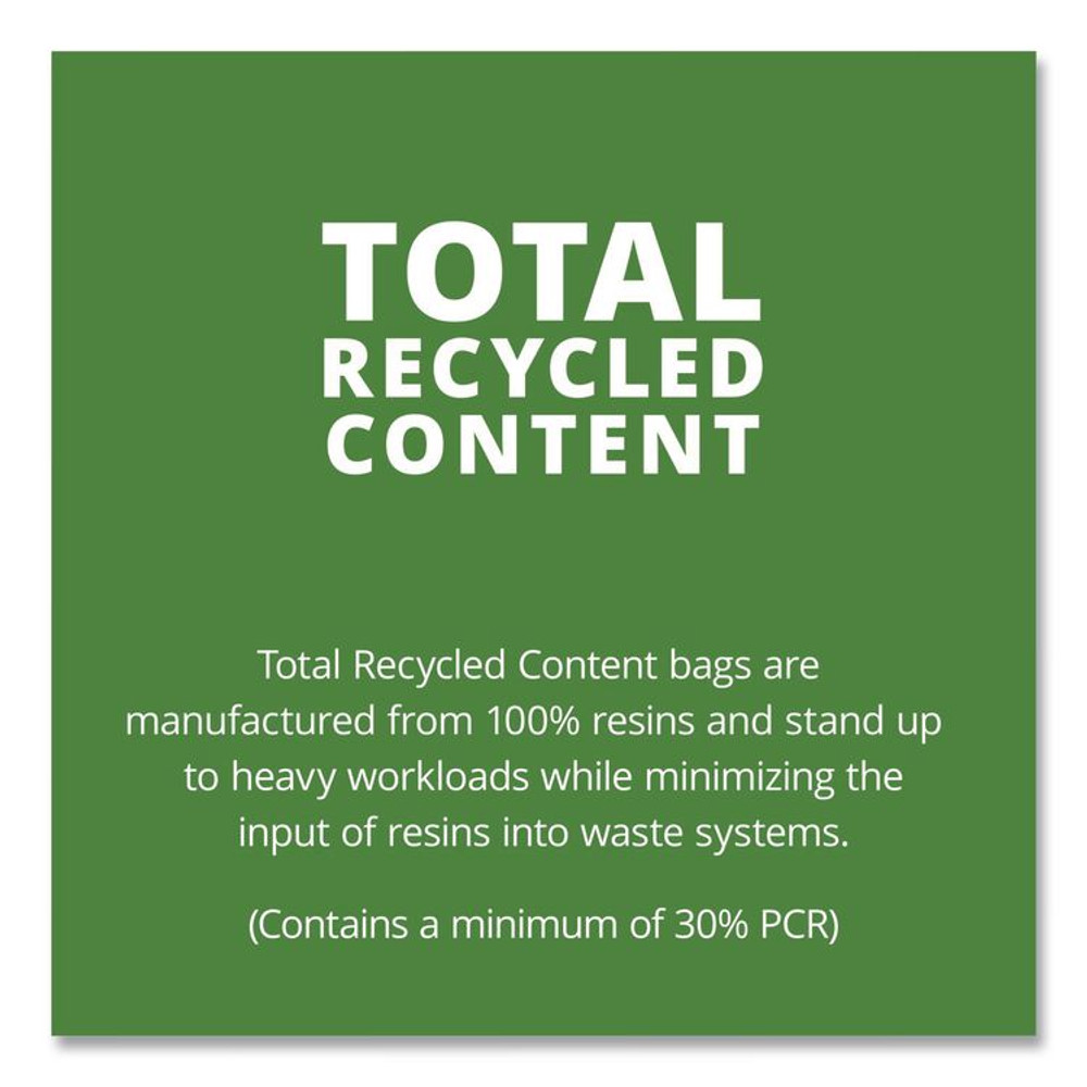 STOUT by Envision™ T3658B15 Total Recycled Content Plastic Trash Bags, 60 gal, 1.5 mil, 36" x 58", Black/Brown, 100/Carton